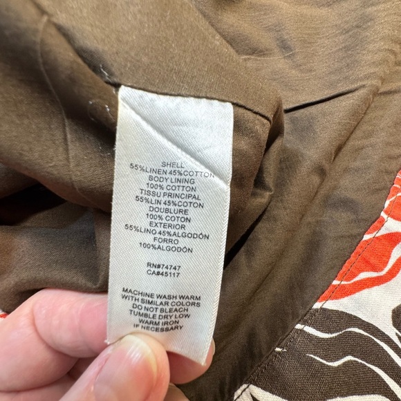 Bob Timberlake Linen Blend Floral Brown and Red Women's Full‎ Skirt Sz 8 EUC - Picture 4 of 9